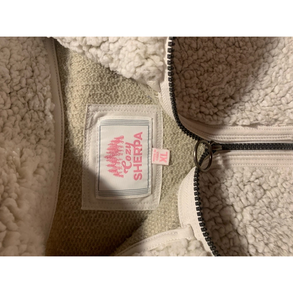 Women's Cozy Sherpa Fleece Pullover XL Cream - Picture 2 of 6